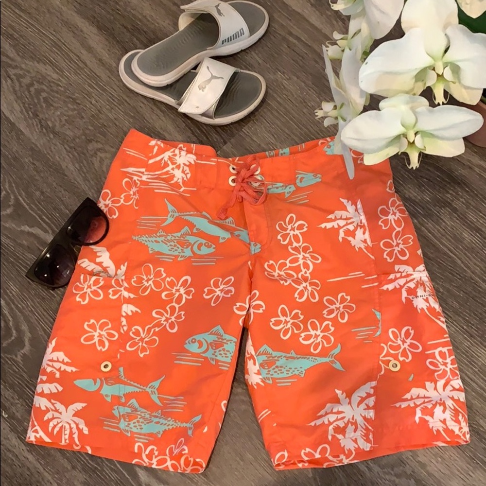 COLUMBIA Omni-Shade Coral Hawaiian Shorts Size 8